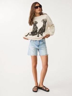 Stradivarius Bluza z nadrukiem psów  Waniliowy