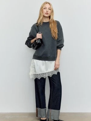 Stradivarius Bluza z satynową baskinką  Ciemnoszary