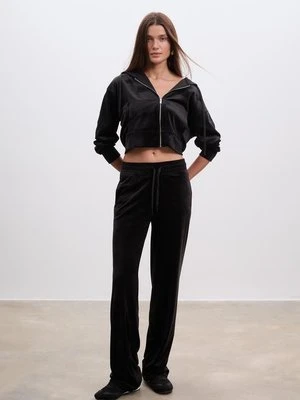 Stradivarius Bluza z zamkiem z aksamitu  Czarny