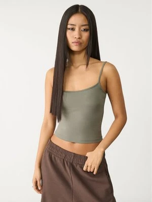 Stradivarius Bluzka na ramiączkach z poliamidu  Khaki