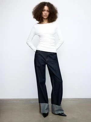 Stradivarius Bluzka z długim rękawem i marszczeniami  Ecru