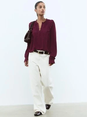 Stradivarius Bluzka z falbanami i guzikami  Fioletowy