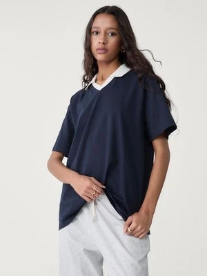 Stradivarius Bluzka z kołnierzykiem polo  Morski