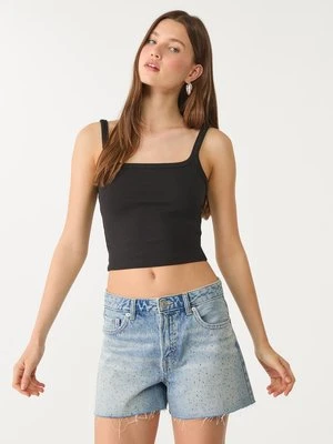 Stradivarius Błyszczące szorty dżinsowe  ŚREDNIOJASNY NIEBIESKI DENIM