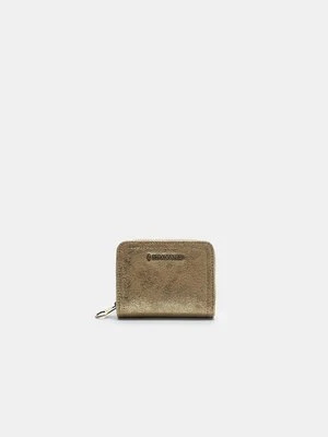 Stradivarius Błyszczący portfel na karty z zamkiem błyskawicznym  Żółty