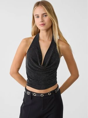 Zdjęcie produktu Stradivarius Błyszczący top z dekoltem halter  Czarny