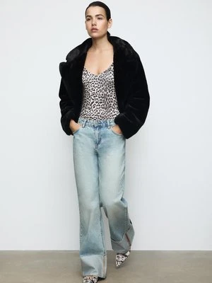 Stradivarius Body basic na ramiączkach w panterkę  Beżowy