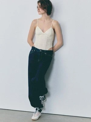 Stradivarius Body na ramiączkach z koronką  Waniliowy