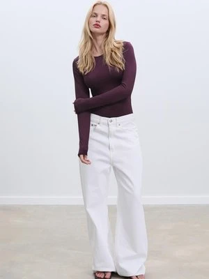 Stradivarius Body poliamidowe z długim rękawem  Purpurowy