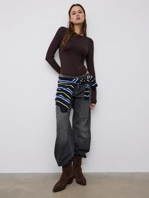 Stradivarius Body z długim rękawem poliamid  Brązowy