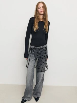 Stradivarius Body z długim rękawem poliamid  Czarny