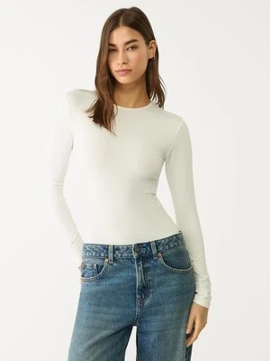 Stradivarius Body z długim rękawem poliamid  Ecru