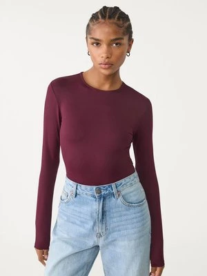 Stradivarius Body z długim rękawem z dzianiny poliamidowej  Fioletowy