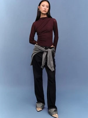 Stradivarius Body z marszczonego tiulu  Fioletowy