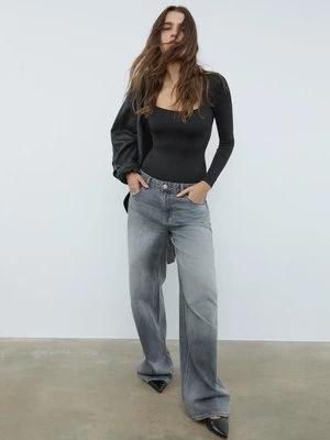 Stradivarius Body z poliamidu z dekoltem kwadratowym  Czarny