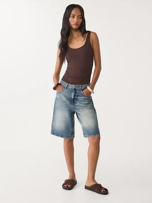 Stradivarius Body z poliamidu ze zmarszczeniami  Brązowy