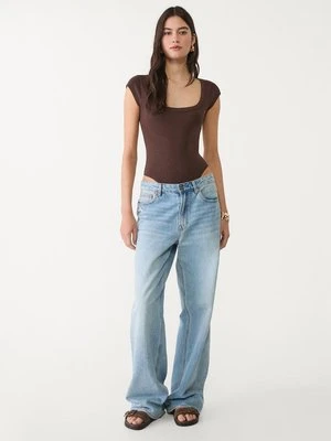 Stradivarius Body z prążkowanego materiału z odkrytymi plecami  Brązowy