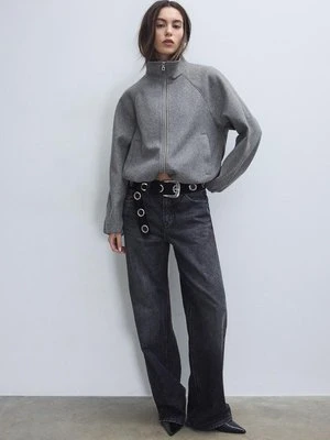 Stradivarius Bomberka z bufiastym dołem, miękka w dotyku  Ciemnoszary