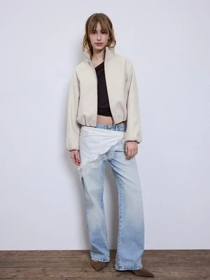 Stradivarius Bomberka z bufiastym dołem, miękka w dotyku  Ecru