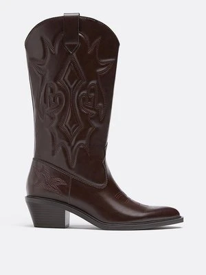 Stradivarius Botki kowbojskie na obcasie  BRĄZOWY