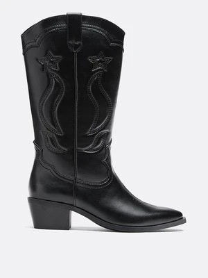Stradivarius Botki kowbojskie na obcasie  Czarny