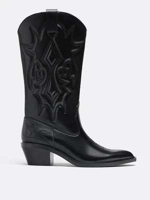 Stradivarius Botki kowbojskie na obcasie  Czarny