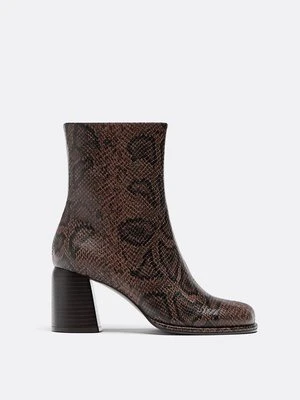 Stradivarius Botki na obcasie zwierzęcy wzór  Dwukolorowy