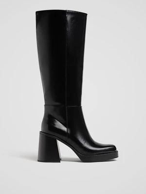 Stradivarius Botki na wysokim obcasie z platformą  Czarny