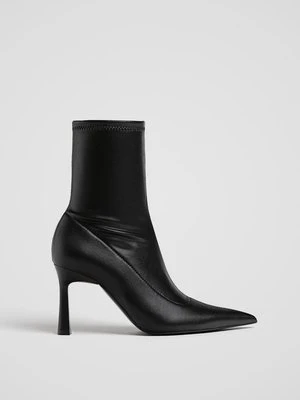 Stradivarius Botki strech na szpilce  Czarny