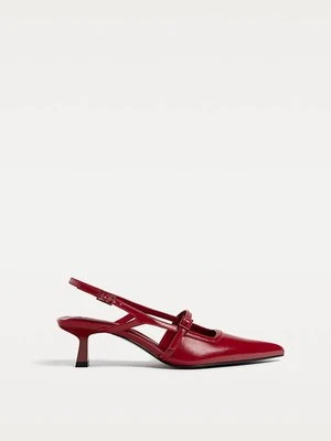 Stradivarius Buty kitten z odkrytą piętą  Czerwony