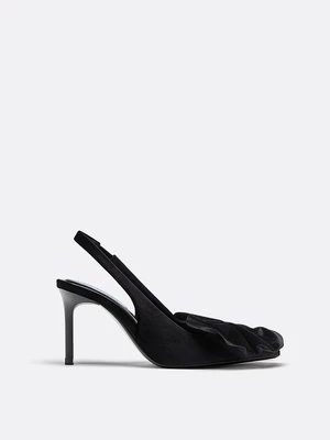 Stradivarius Buty na obcasie z efektem aksamitu  Czarny