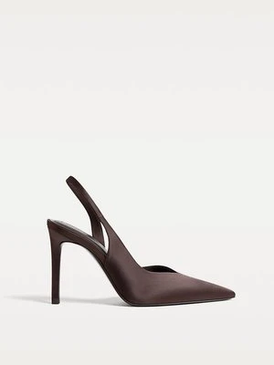 Stradivarius Buty na obcasie z efektem satynowym  BRĄZOWY