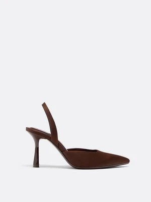 Stradivarius Buty na obcasie z efektem satyny  BRĄZOWY