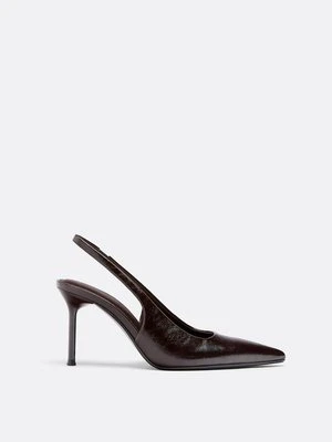 Stradivarius Buty na obcasie z odkrytą piętą  BRĄZOWY