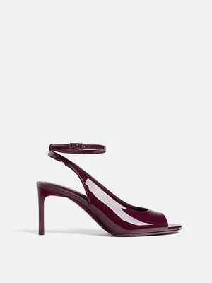 Stradivarius Buty na obcasie z odkrytymi palcami  Ciemnoczerwony