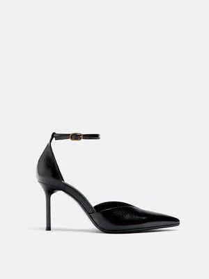 Stradivarius Buty na szpilce ze skóry  Czarny