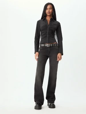 Stradivarius Camisa fruncida rayas  Czarny