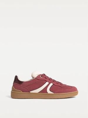 Stradivarius Casualowe sneakersy ze skóry  Ciemnoczerwony