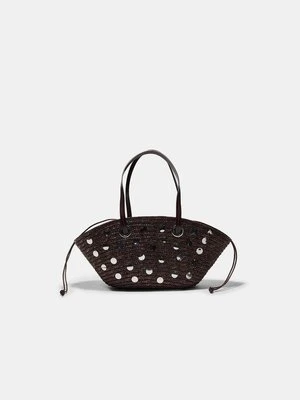 Stradivarius Cekinowa torebka koszyk na ramię  Brązowy