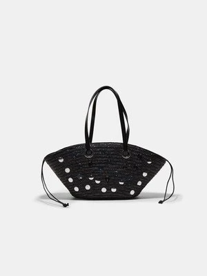 Stradivarius Cekinowa torebka koszyk na ramię  Czarny