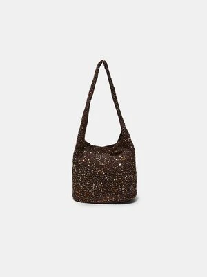 Stradivarius Cekinowa torebka na ramię  Brązowy