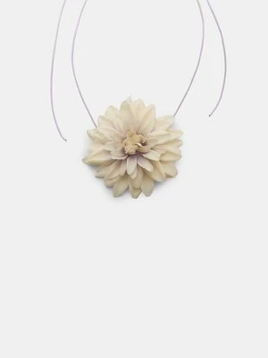 Stradivarius Choker kwiat z tkaniny  Biały