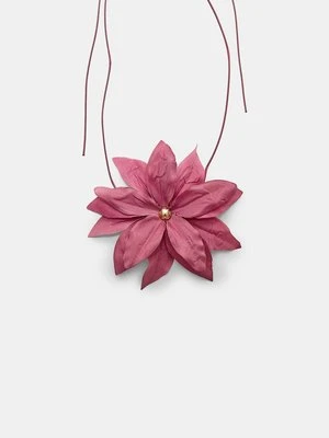 Stradivarius Choker kwiat z tkaniny  Fuksja