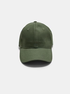 Stradivarius Czapka z daszkiem z haftowanym napisem  Khaki