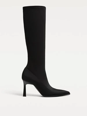 Stradivarius Czarne kozaki na obcasie XL stretch  Czarny