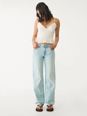 Stradivarius D03 Jeansy o prostym kroju z niskim stanem  ŚREDNIOJASNY NIEBIESKI DENIM