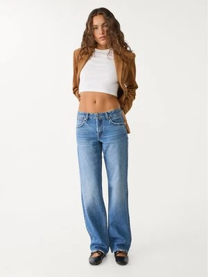 Stradivarius D03 Jeansy o prostym kroju z niskim stanem  Średni niebieski