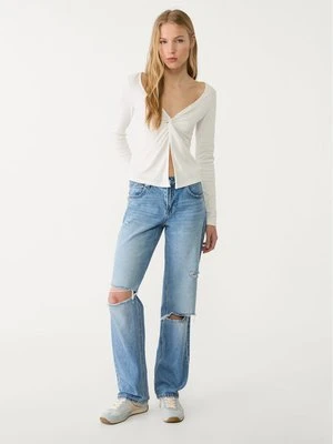 Stradivarius D03 Jeansy o prostym kroju z niskim stanem  Średni niebieski