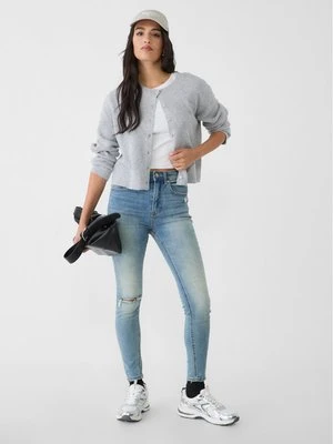 Stradivarius D07 Jeansy skinny fit z regularnym stanem  Niebieski overdye