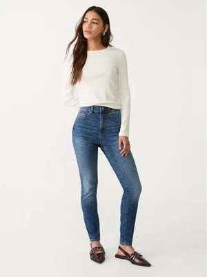 Stradivarius D09 Jeansy skinny z bardzo wysokim stanem  Ciemnoniebieski